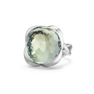 David Yurman Prasiolite 20 mm Continuance Faceted Ring Silver